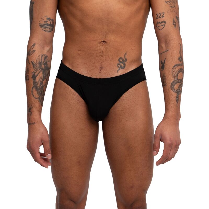 BURN 019 slip masculino negro en vista frontal.