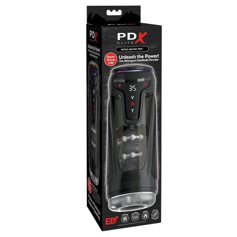 Caja del PDX Elite Moto-Bator Pro en negro, con vista frontal del producto.