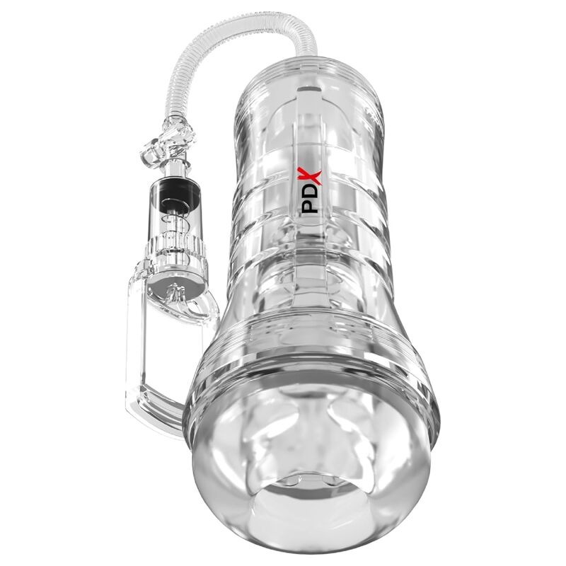 PDX ELITE ViewTube VAC XXL transparente con bomba de succión, vista frontal.