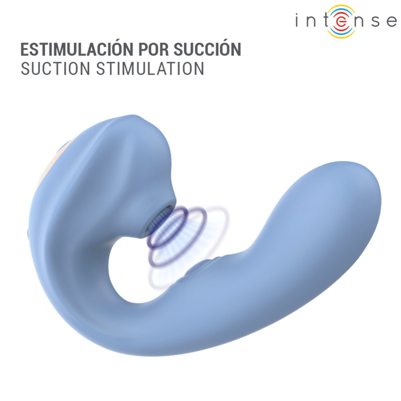 Estimulador de clítoris Intense Gina azul con efecto de succión visible