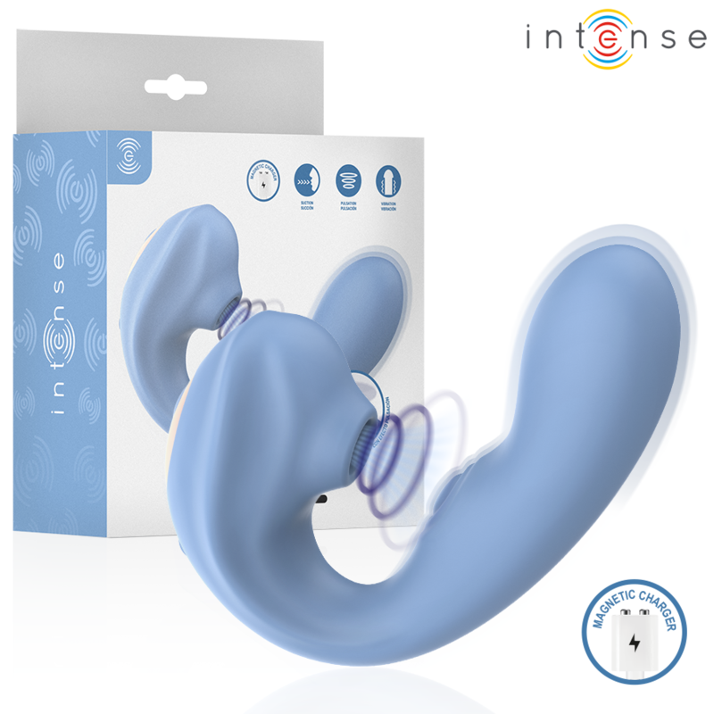 Estimador de clítoris Intense Gina azul con caja del producto