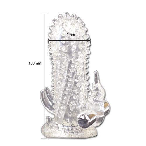 BAILE FOR HIM Brave Man Rabbit, funda vibradora transparente con textura y detalle lateral.