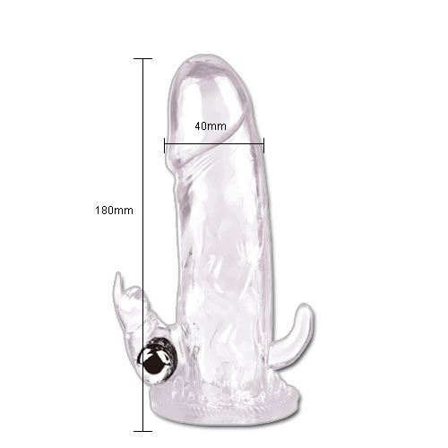 Funda extensora BAILE FOR HIM Brave Man Rabbit I transparente, vista frontal con medidas visibles.