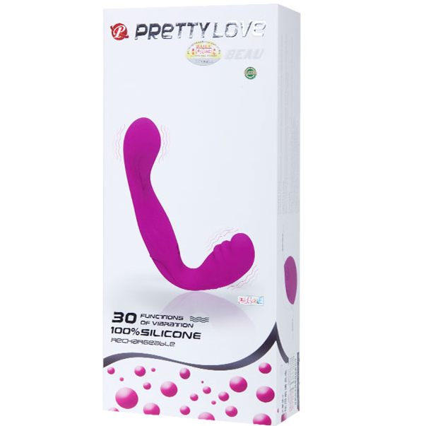 Caja del producto PrettyLove Beau en blanco con ilustración morada frontal.