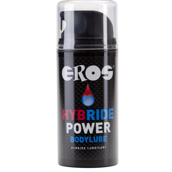 Eros Power Line Power Bodylube en botella negra, vista frontal