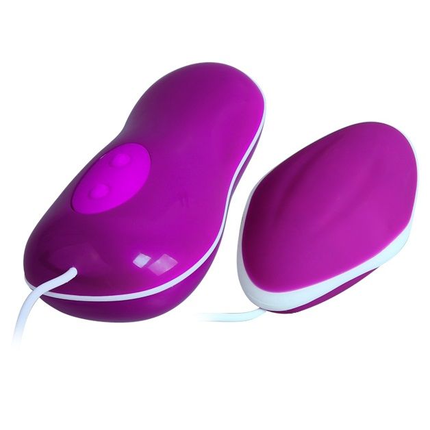 Pretty Love Avery huevo vibrador morado con mando cableado, vista de dos piezas
