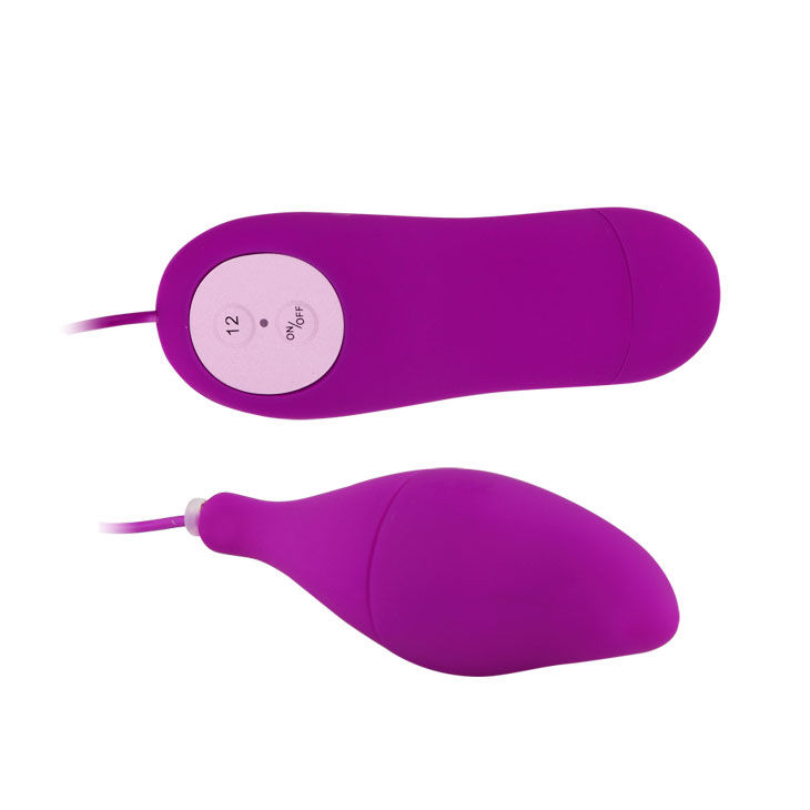 BAILE Pleasure Shell 12 en lila, vista frontal y lateral con mando por cable.