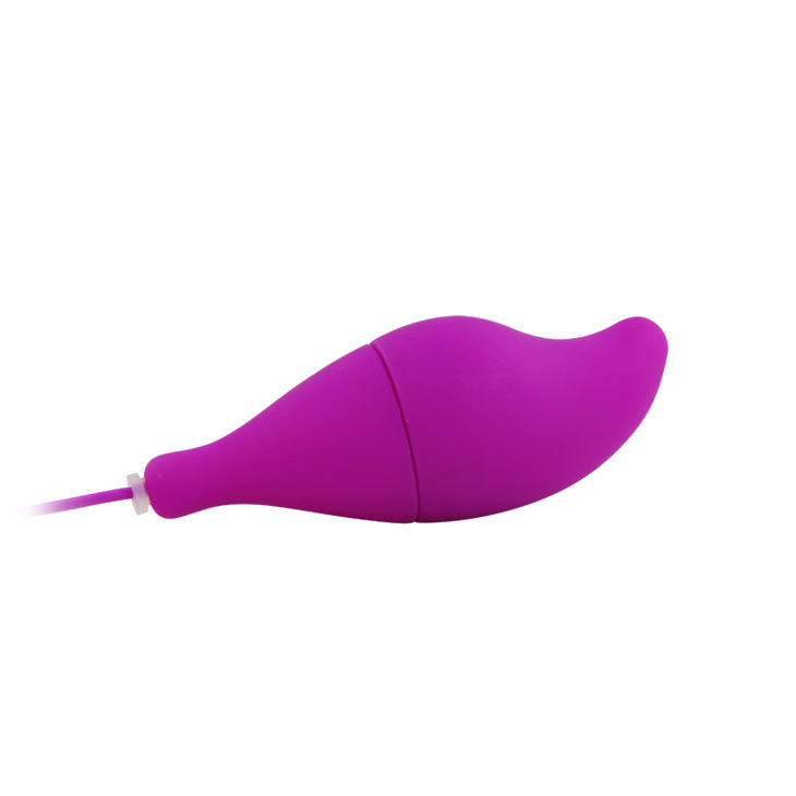 Vibrador huevo BAILE Pleasure Shell 12 lila, vista lateral con cable.