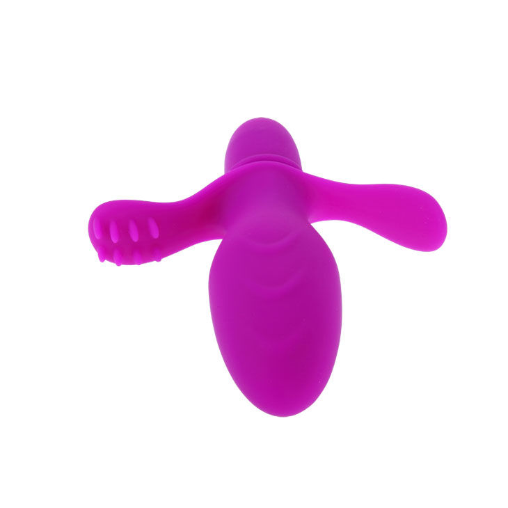 Detalle del vibrador compacto Pretty Love Flirtation Fitch en color morado, con dos brazos extendidos.