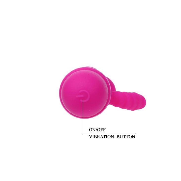 Detalle del mini vibrador Pretty Love Flirtation Arnd en lila, con el botón de encendido visible.