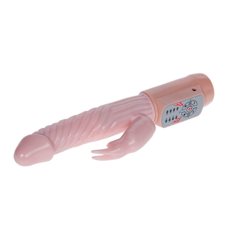 Baile Fire Bunny Rotator rosa con control lateral y estimulador externo