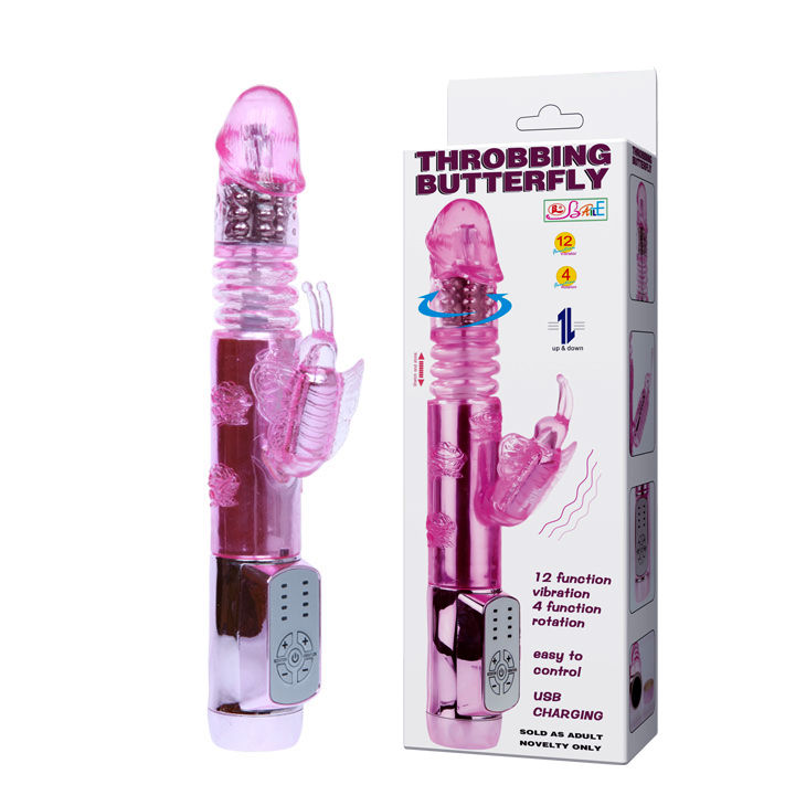 Vibrador rabbit rosa BAILE Rotations junto a su caja del producto.