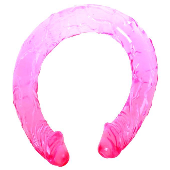 BAILE ANAL Double Dong rosa en forma de U, doble extremo y superficie texturizada.