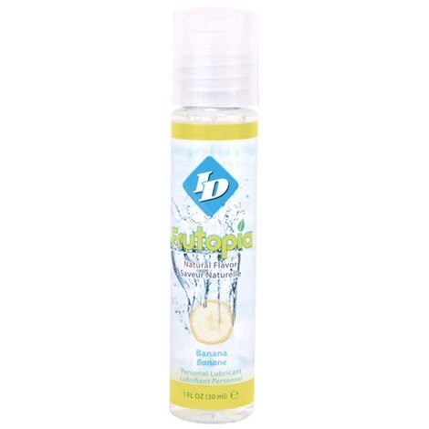 Lubricante comestible ID FRUTOPIA sabor plátano en frasco de 30 ml.