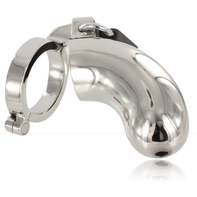 Metal Hard anillo de castidad de metal plateado, vista frontal