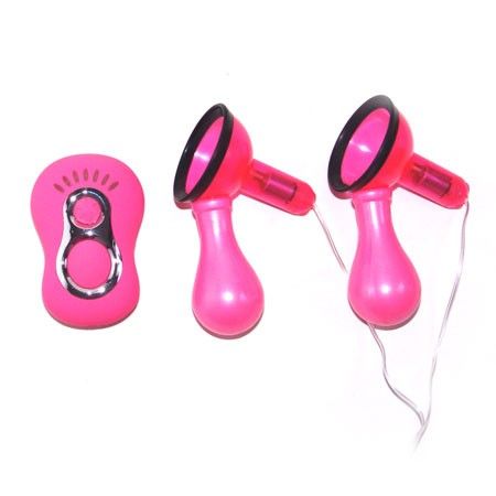 Set de dos ventosas para pezones Baile Stimulating en rosa, con motores mini y mando visible.