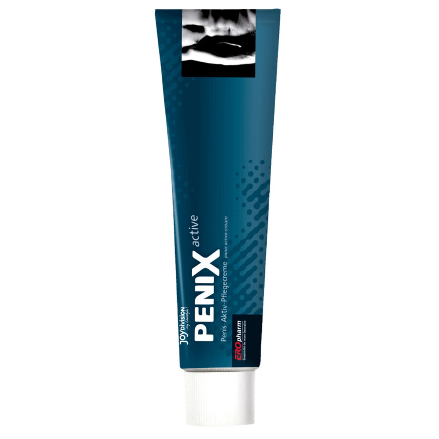 Joydivision Eropharm Penix Active en tubo azul, vista frontal con tapón blanco.