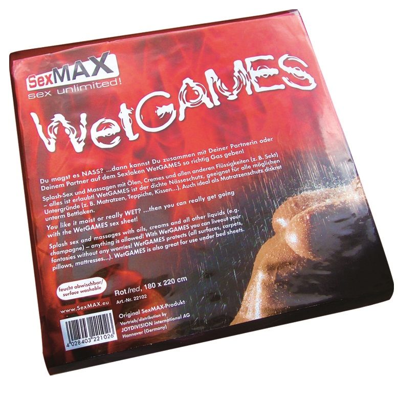 Caja del producto JOYDIVISION SexMAX WetGAMES, roja, vista frontal.