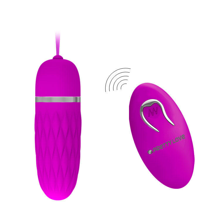Detalle del huevo vibrador Pretty Love Flirtation Dawn con mando a distancia rosa.