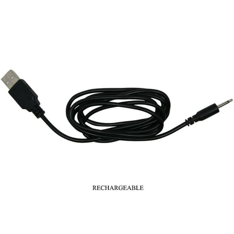 Cable de carga USB negro para Pretty Love, con conector de 3,5 mm y texto recargable.