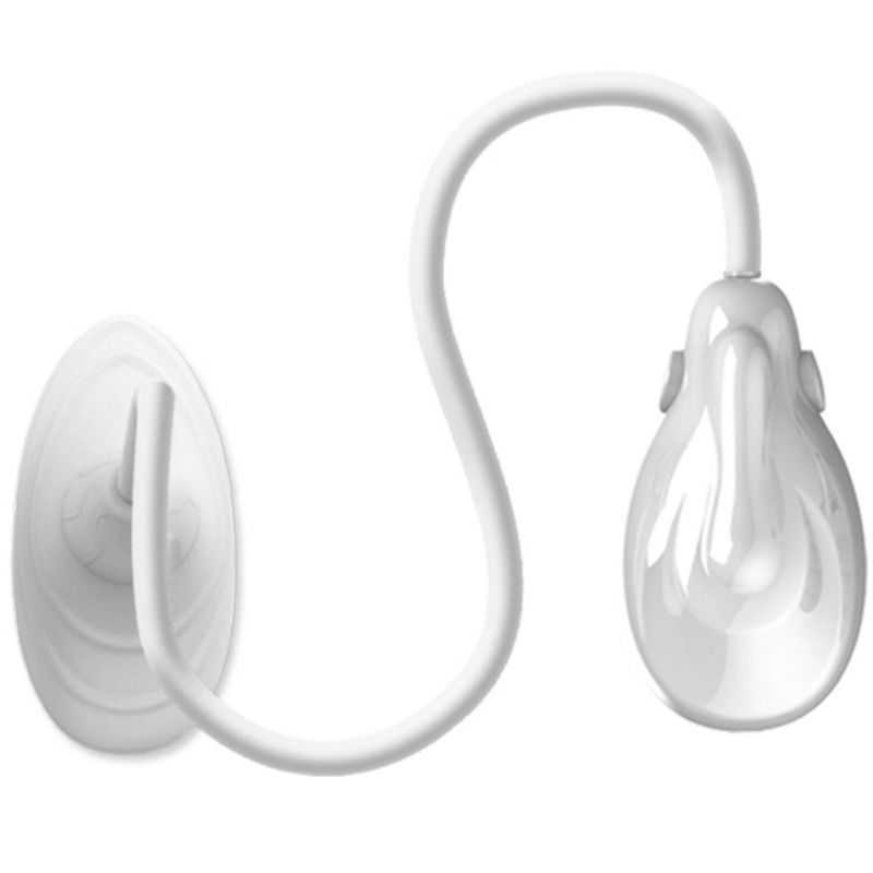 Estimulador de succión Fun Toys Pretty Love Flirtation Passionate Lover en blanco, con tubo flexible y copa transparente.