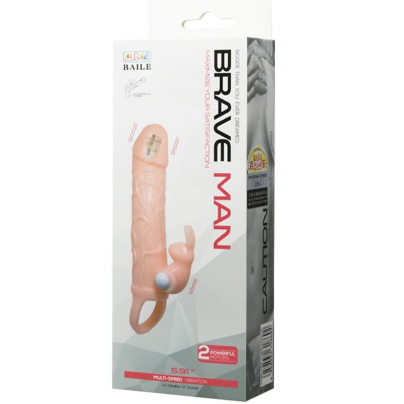 Caja del producto BAILE FOR HIM Brave Man con ilustración de funda rosa y vibrador rabbit.