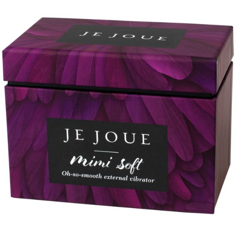 Caja del producto Je Joue Mimi Soft en morado, vista frontal y superior.