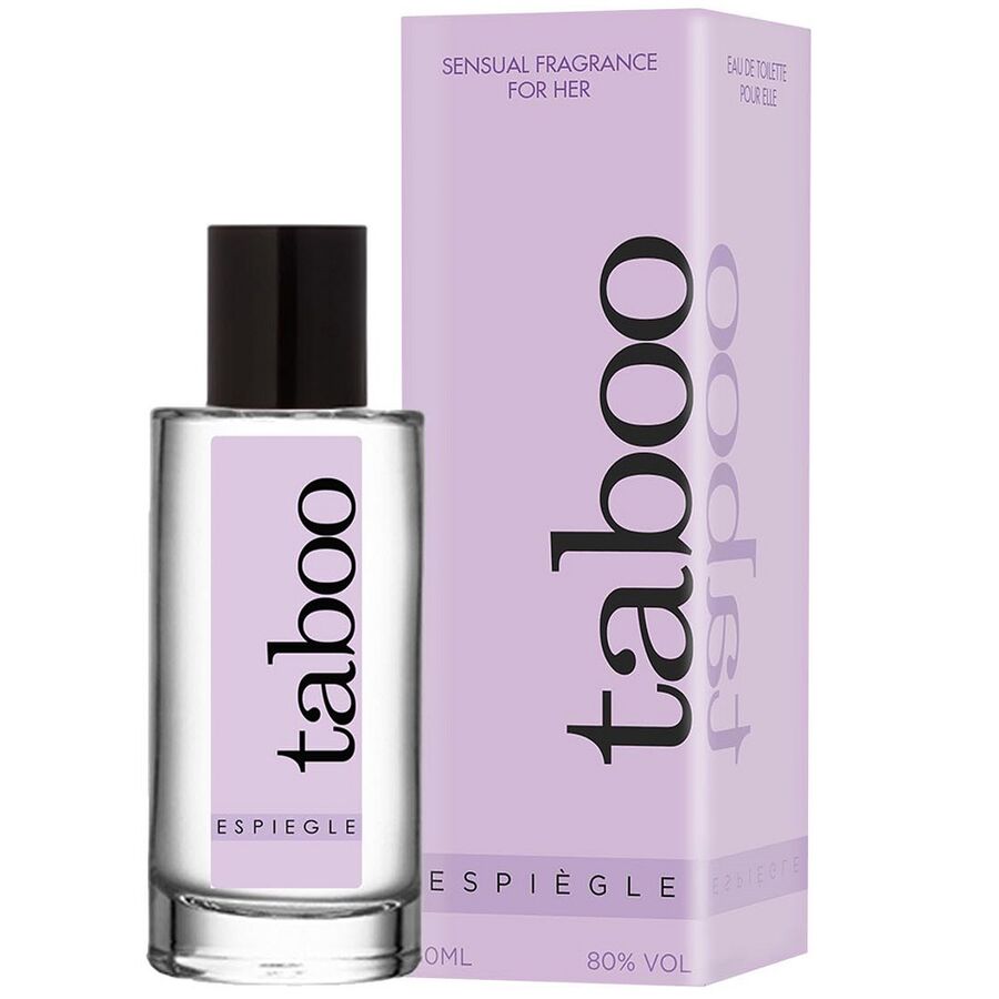 RUF Taboo Espiegle, perfume para ella, con frasco y caja lila.