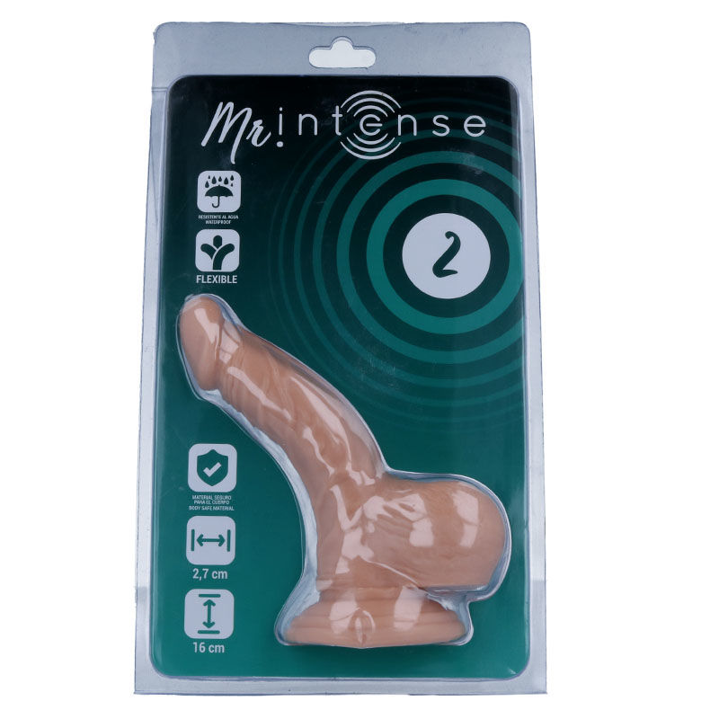Blíster de MR. INTENSE con dildo color carne y base de succión.