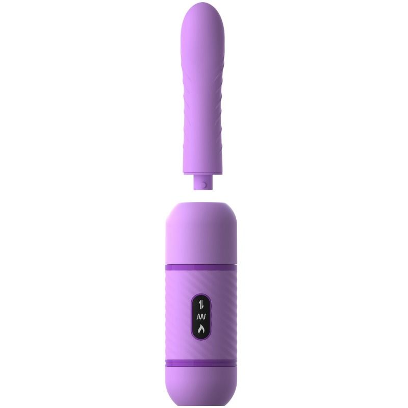 Masturbador FANTASY FOR HER Love Thrust-Her morado, con pieza superior desmontada y panel frontal visible.