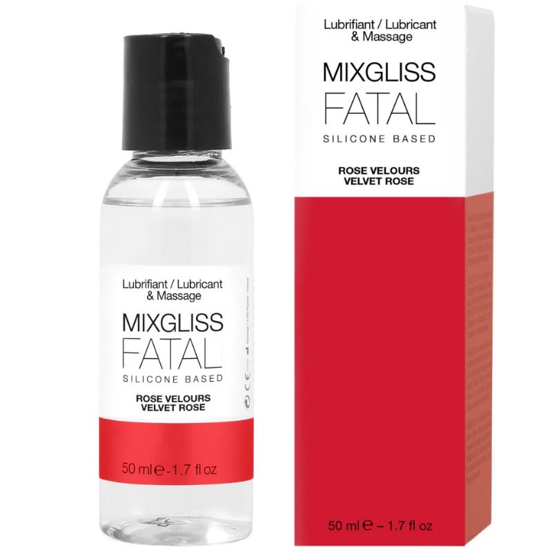 Lubricante MIXGLISS FATAL en botella con caja roja y blanca, 50 ml