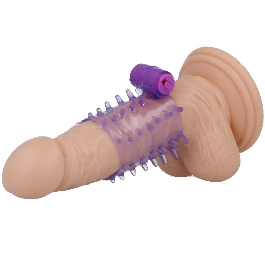 Casual Love funda vibradora morada para pene, vista lateral.