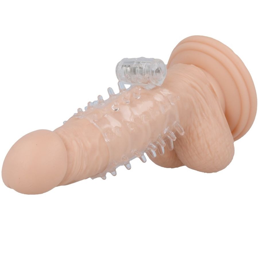 CASUAL LOVE Ring: manga vibradora transparente para pene con relieve.