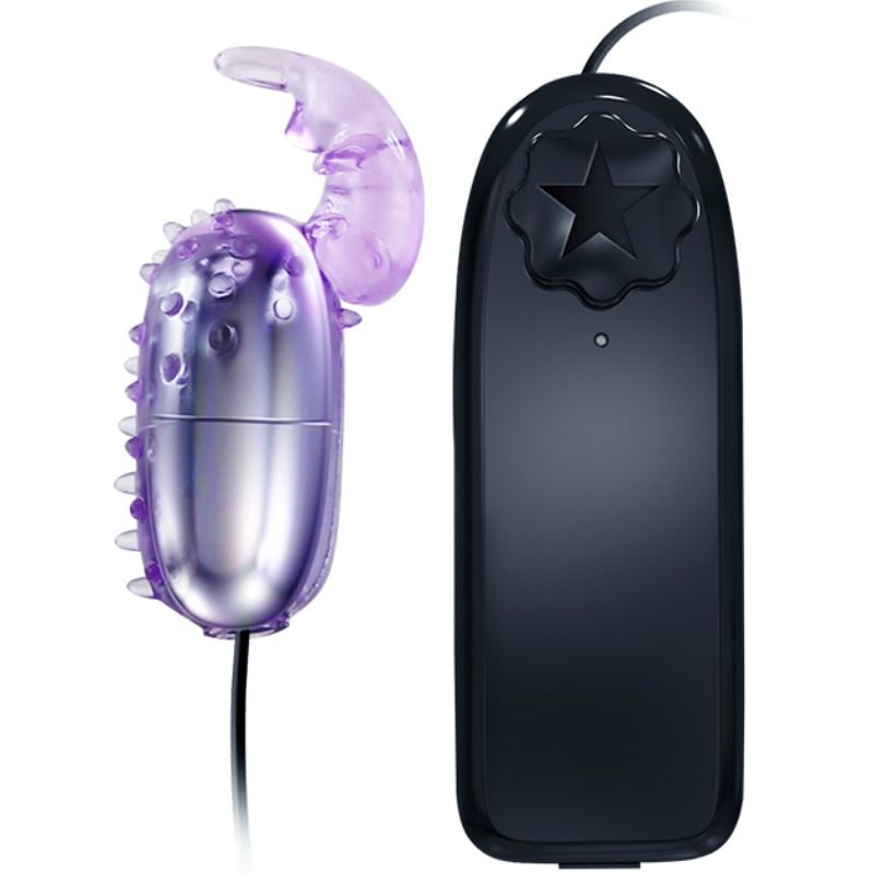 Baile Super Vibrator: huevo vibrador morado con mando negro y botón en forma de estrella.