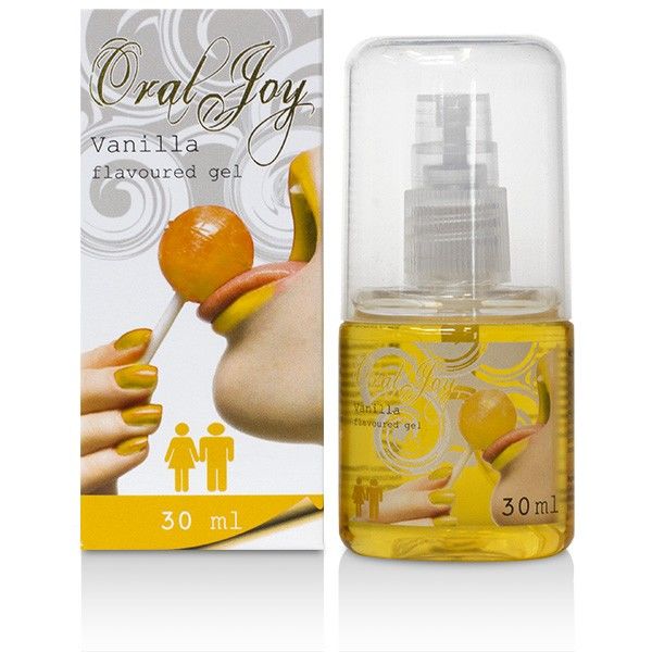 Cobeco Pharma Oral Joy Vanilla, gel oral de vainilla, con caja y frasco de 30 ml.