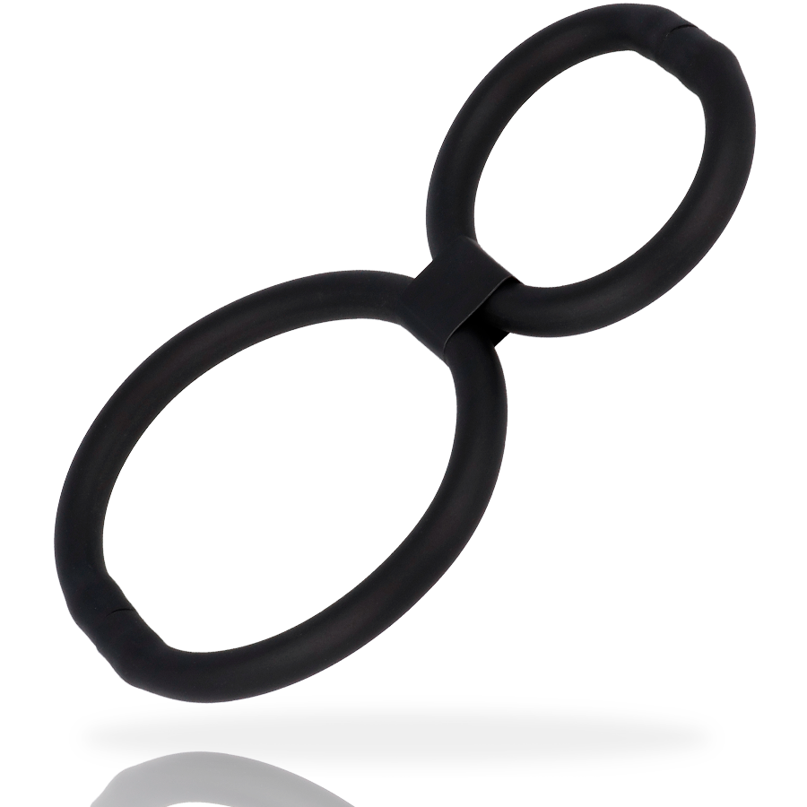 Anillo ajustable doble ADDICTED TOYS en negro, vista frontal.