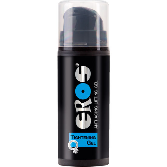 Gel reafirmante Eros Classic Line en frasco negro con tapón transparente, vista frontal.