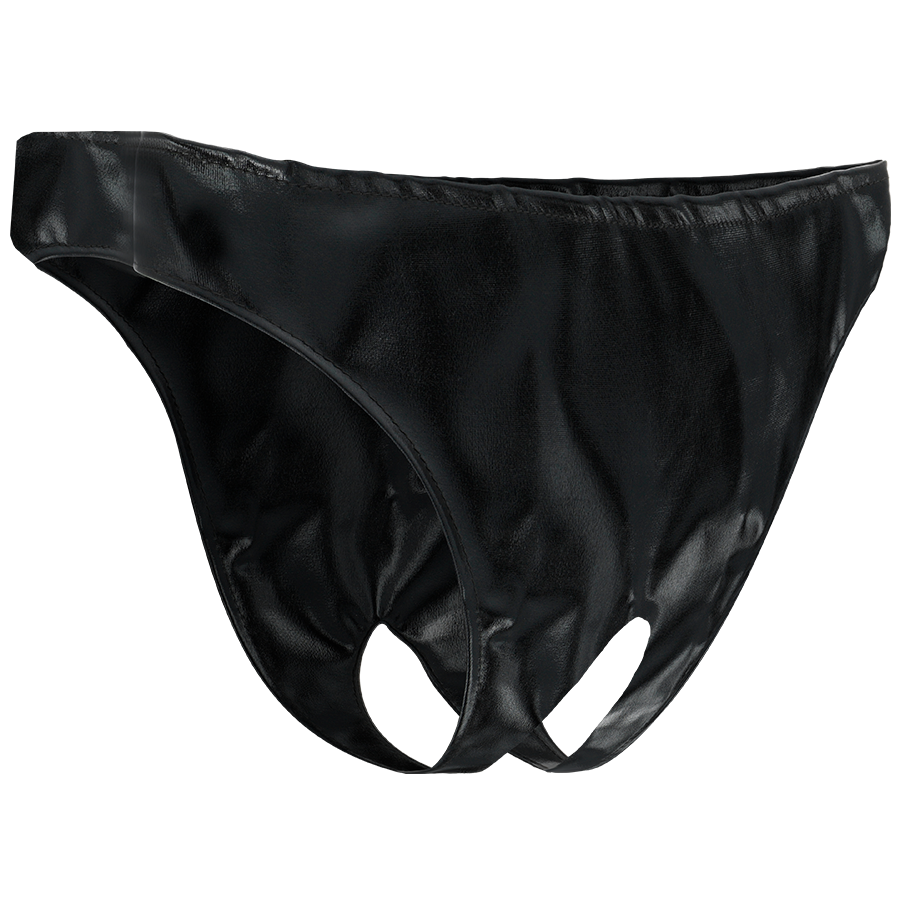 Braguitas abiertas negras Darkness Sensations, vista frontal.
