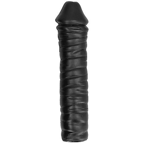 ALL BLACK Dong 38 cm de color negro, vista frontal con textura acanalada.