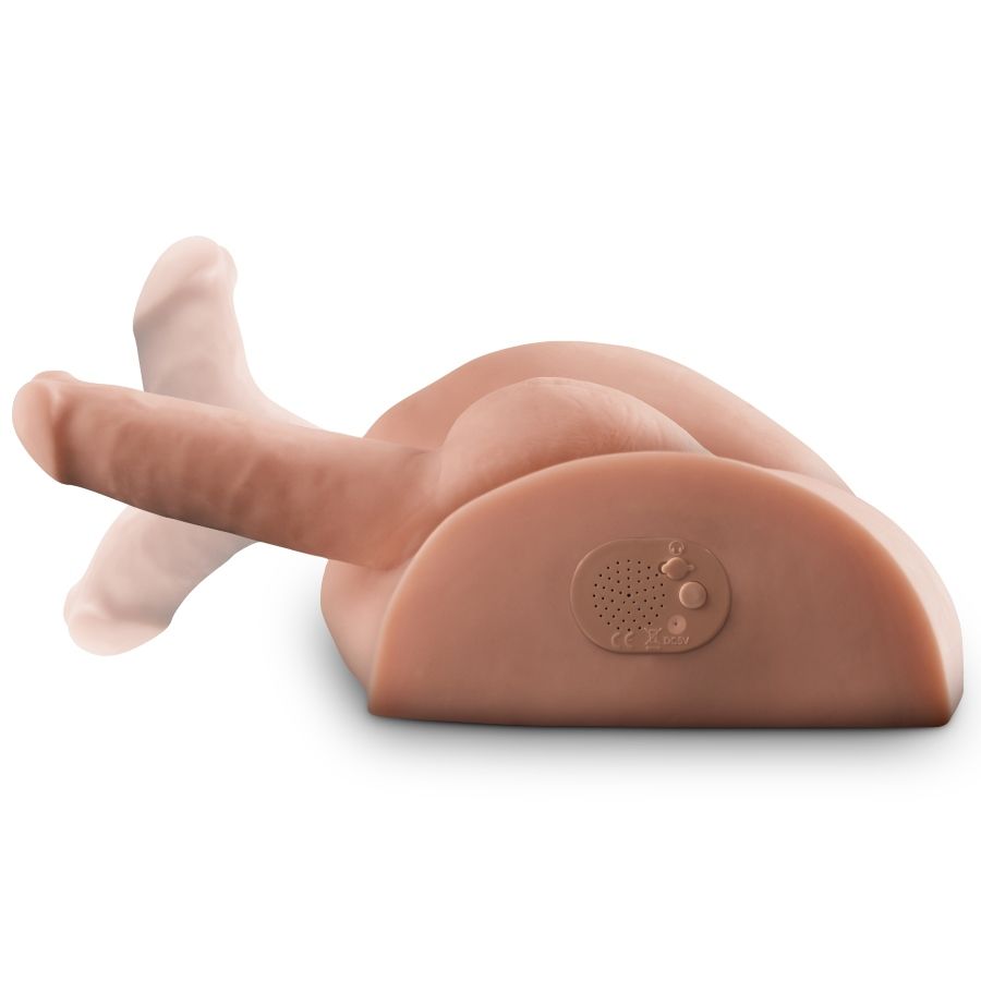 Masturbador masculino Pipedreams Extreme Toyz PDX Male en vista lateral, con control visible.