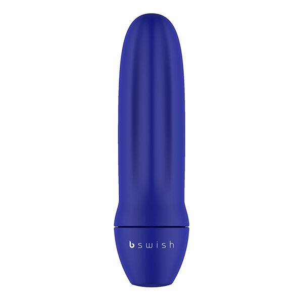 Mini vibrador B Swish Bmine Classic en azul medianoche, vista frontal.