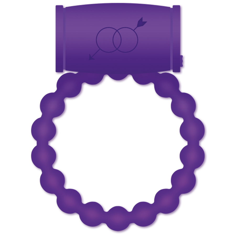Anillo vibrador CASUAL LOVE Ring 25 en color violeta, vista frontal con diseño de bolas.