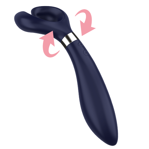 Satisfyer Multifun 3 en azul marino, con doble cabezal y botones laterales.