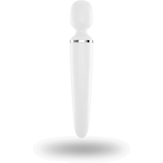 Satisfyer Wand Wander Woman blanco, vista frontal del masajeador de varita.