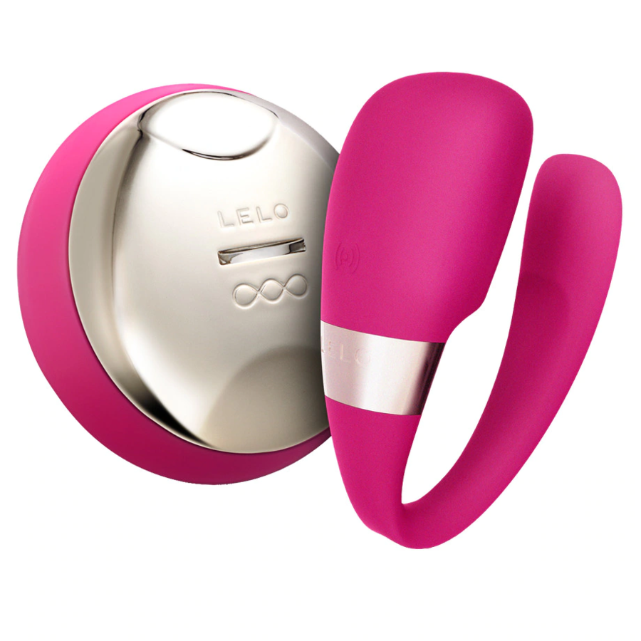 LELO Tiani 3 en fucsia, con unidad redonda y aro flexible.