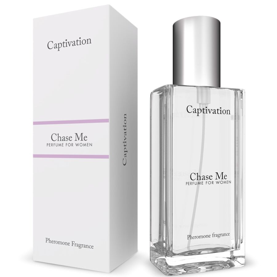 Perfume Intimateline Captivation Chase Me para mujer con caja y frasco de vidrio.