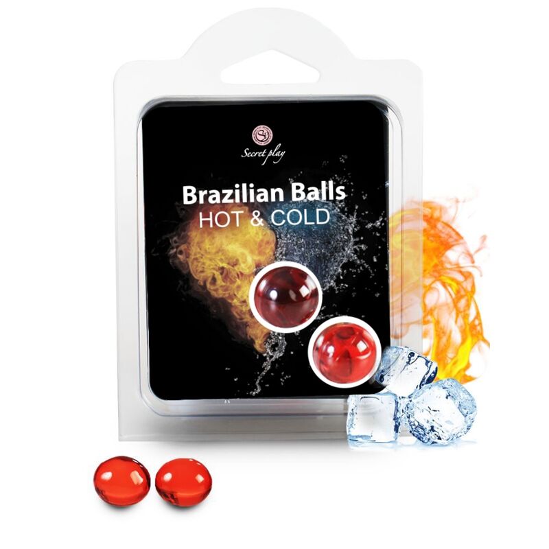 Secretplay Brazilian Balls en blíster, con dos bolas rojas y diseño hot & cold.