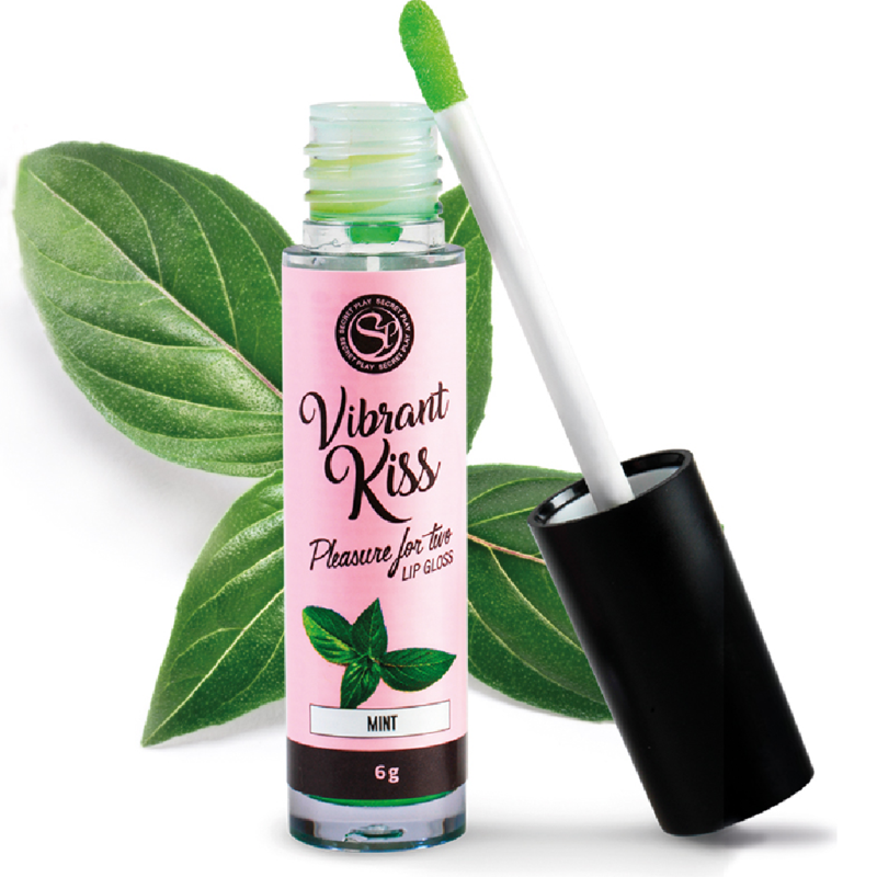 Brillo de labios Secretplay Cosmetic Vibrant Kiss Menta con aplicador abierto.