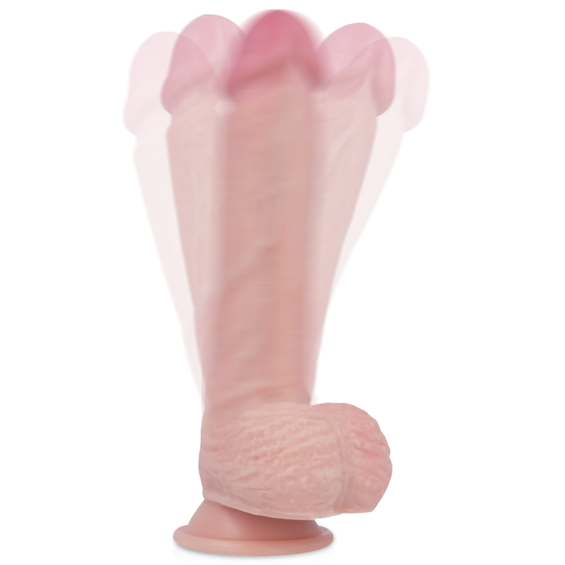 ROCK ARMY Hawk vibrador realista rosa en detalle, con base de ventosa y efecto de movimiento.
