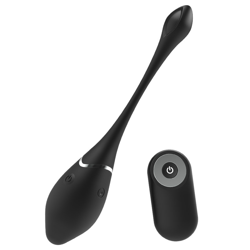 Black & Silver Jenell huevo vibrador recargable negro con mando a distancia